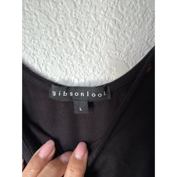 Black Scoop Neck Womens Tank Bodysuit By Gibsonlook Size L - Picture 5 of 7